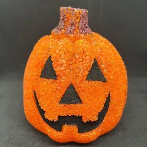 Halloween Popcorn Jack-O-Lantern Pumpkin Lighted Battery Orange Happy Face 6 in